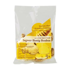 Ingwer-Honig-Bonbons in der transparenten Tüte
