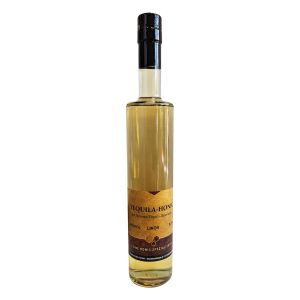 Tequila-Honig-Likör in einer Glasflasche mit langem Hals und Korken