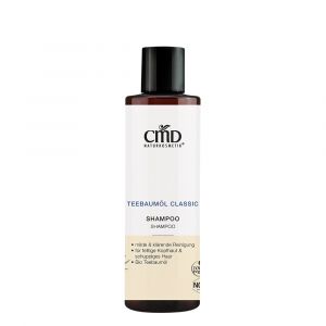 Teebaumöl Shampoo in brauner Flasche mit schwarzem Verschluss