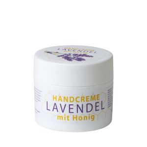 Lanvendel Handcreme mit Honig in einer Tiegeldose