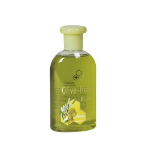 Olive + Honig Duschgel in einer transparenten Flasche