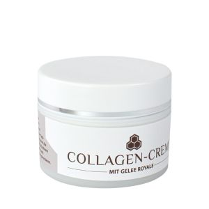 Collagen-Creme mit Gelee Royale in einer weißen Tiegeldose