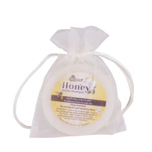 Festes Honigshampoo im Organzabeutel