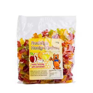 1kg fruchtige Honig Gummibärchen in einer durchsichtigen Tüte