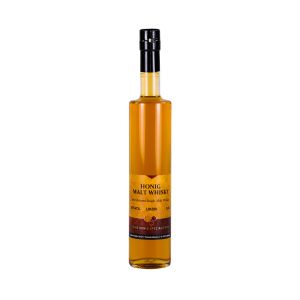 Honig Malt Whisky in einer Glasflasche mit Korken